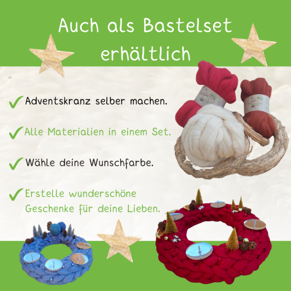 adventskranz mit wolle umwickeln